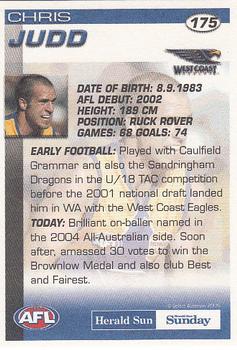 2005 Select Herald Sun AFL #175 Chris Judd Back